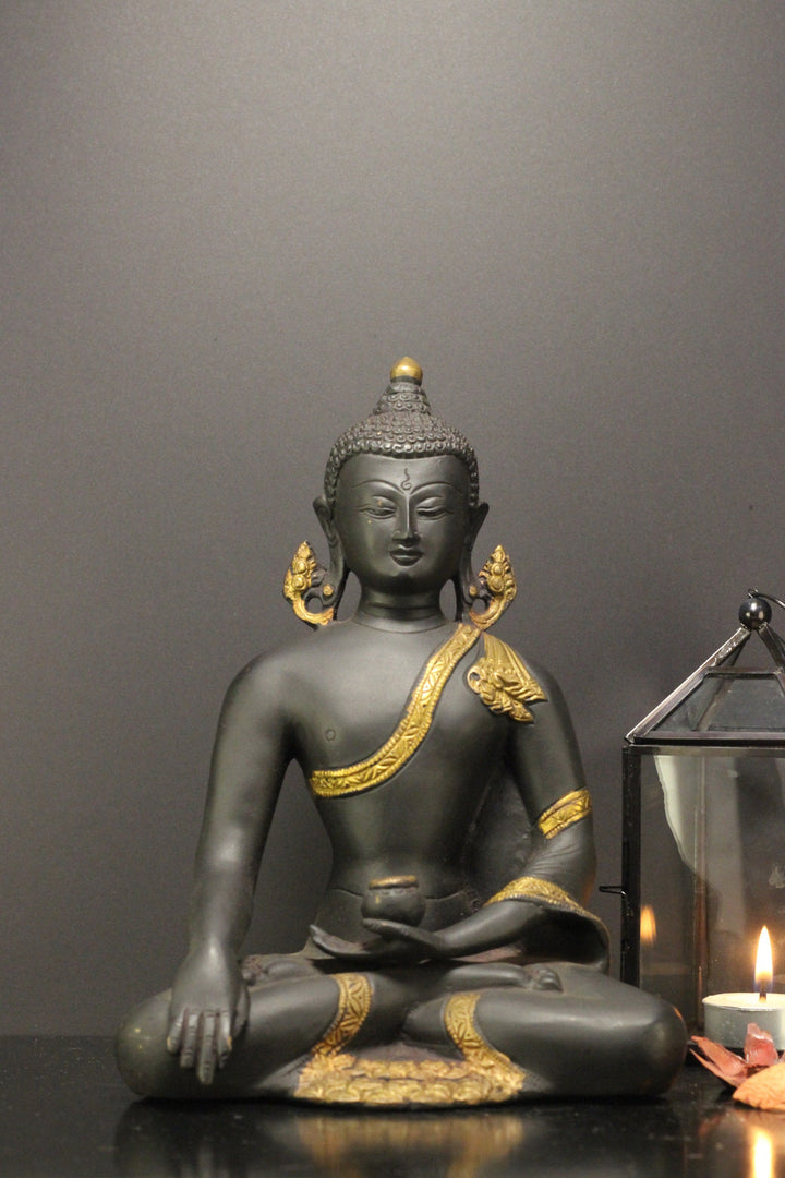 Brass Buddha Rustic Black 9"