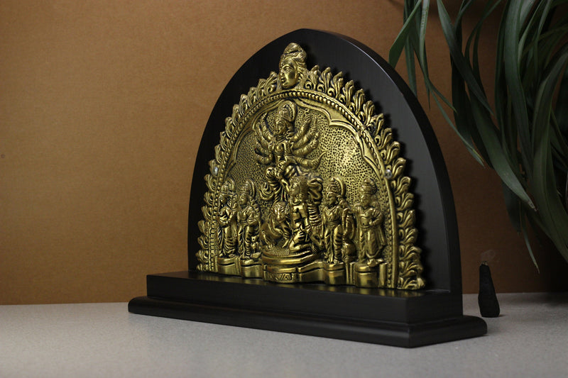 Brass Durga / Mahishasura Mardini On Wood