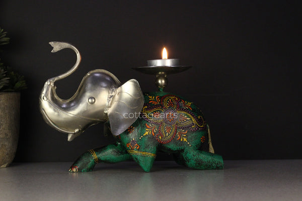 Wooden Elephant T Light Candle Holder