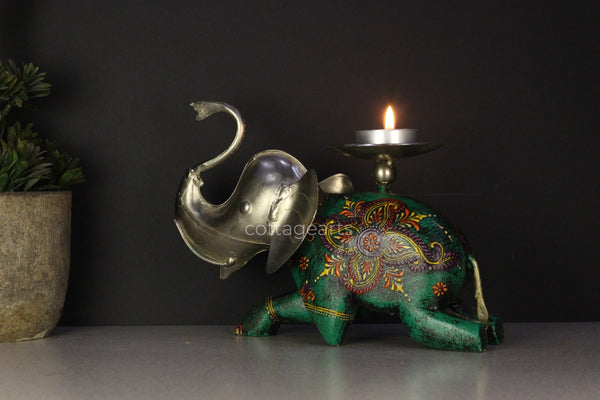 Wooden Elephant T Light Candle Holder