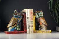 Wooden Book-Ends Painted Owl
