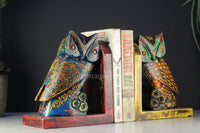 Wooden Book-Ends Painted Owl