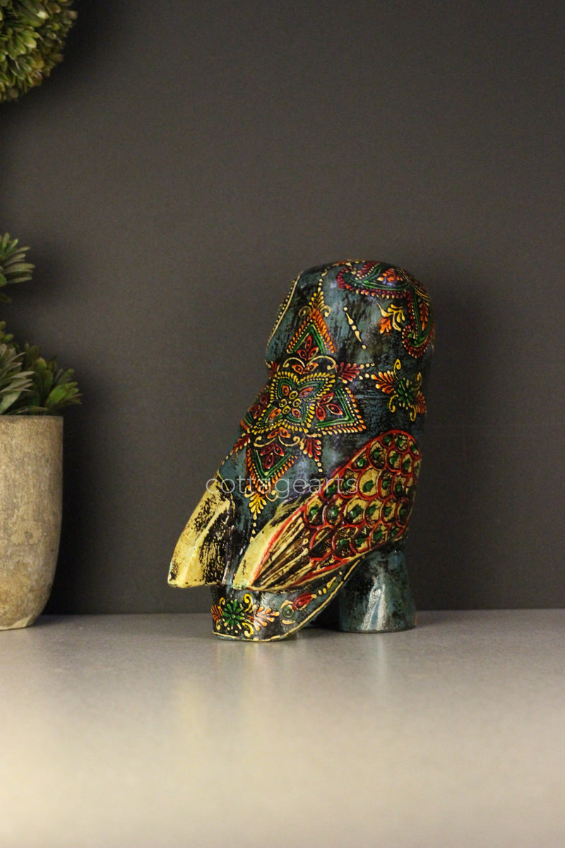 Wooden Owl  Embossed Painted