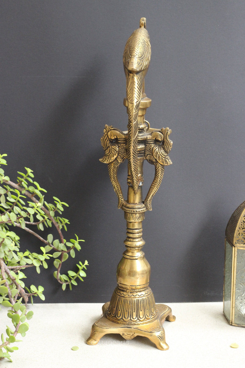 Brass Parrot Lamp 17"