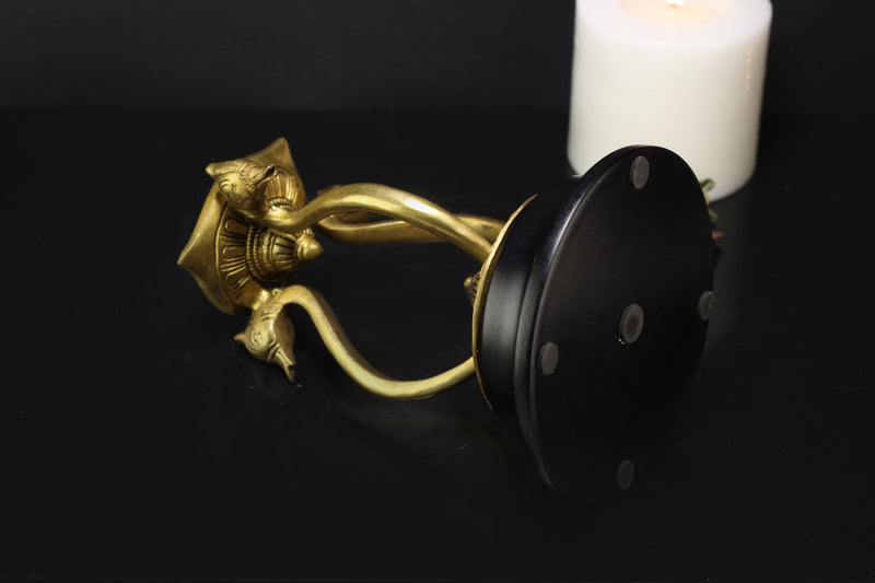 Brass Swan Head Oil Lamp, 7''