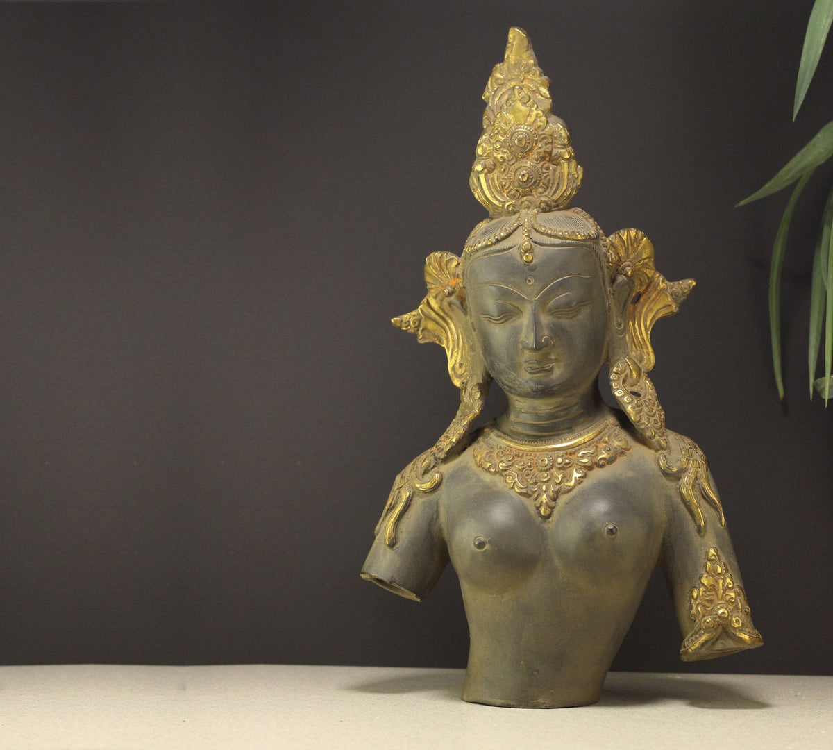 Brass Tara Bust Rustic Black Finish