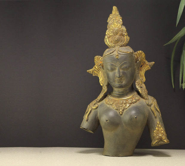Brass Tara Bust Rustic Black Finish