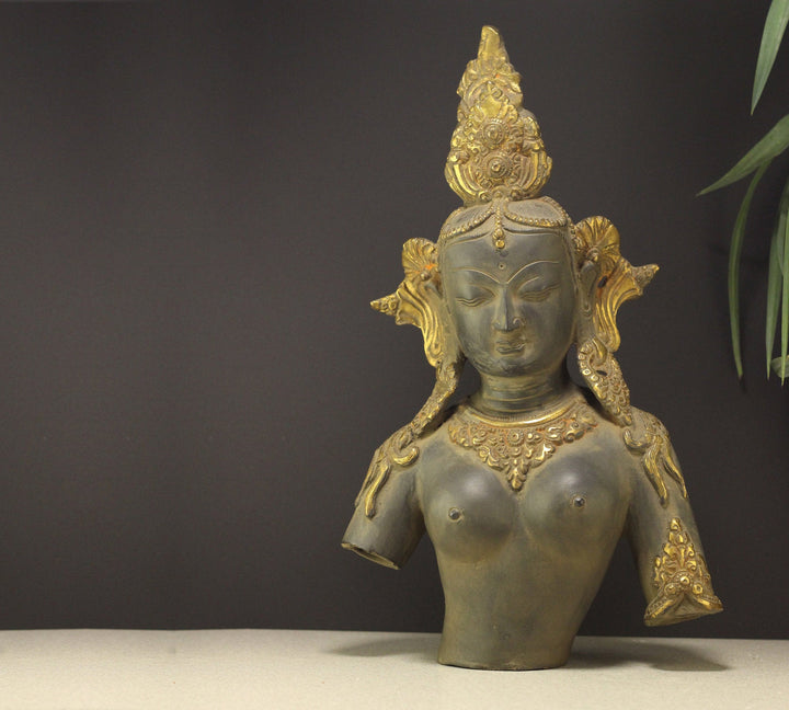 Brass Tara Bust Rustic Black Finish