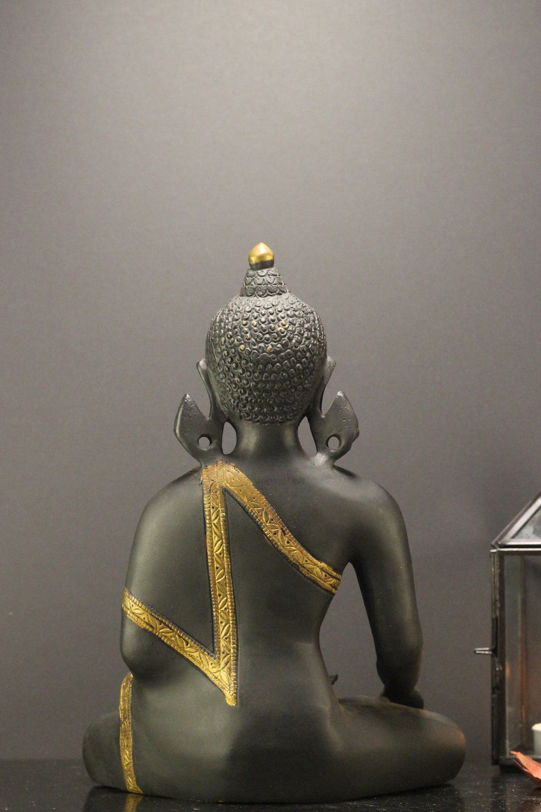 Brass Buddha Rustic Black 9"