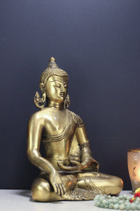 Brass Buddha Earth Touching Buddha,9"