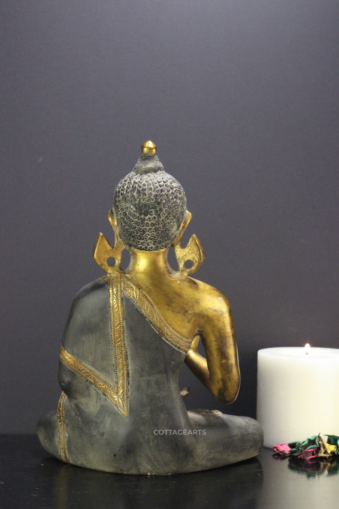 Brass Buddha Statue Rustic Finish 9 "