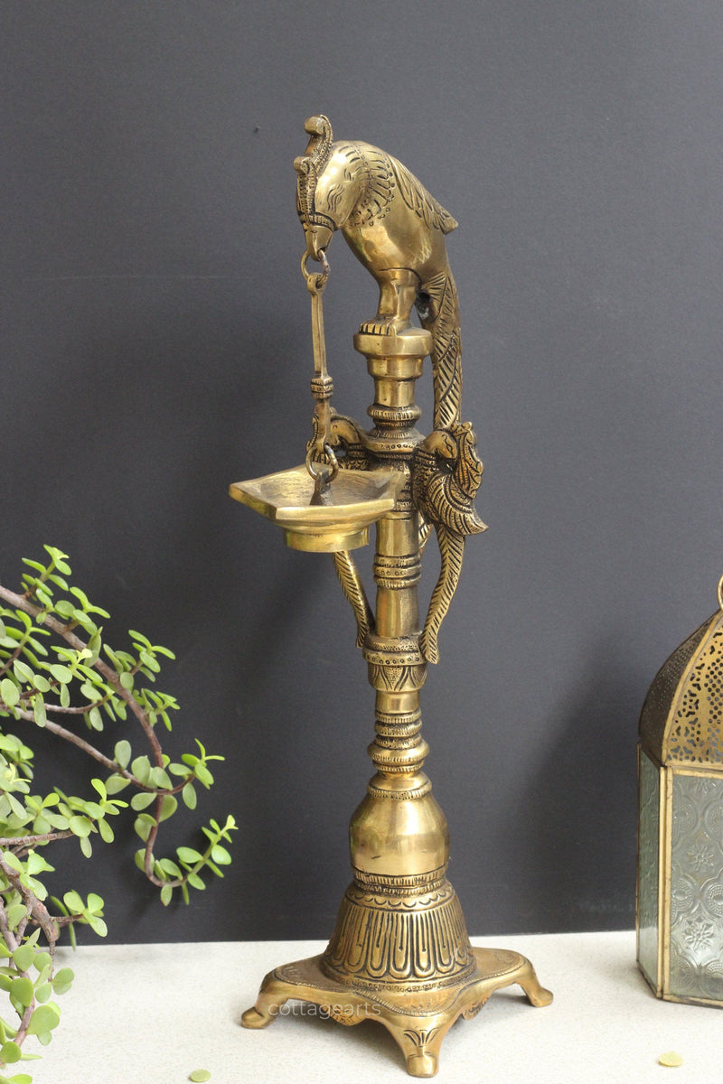 Brass Parrot Lamp 17"