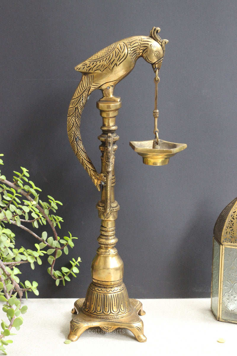 Brass Parrot Lamp 17"