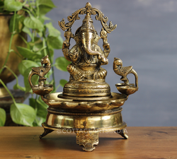 Brass Ganesha Deepam 10" Ganesh Deepak
