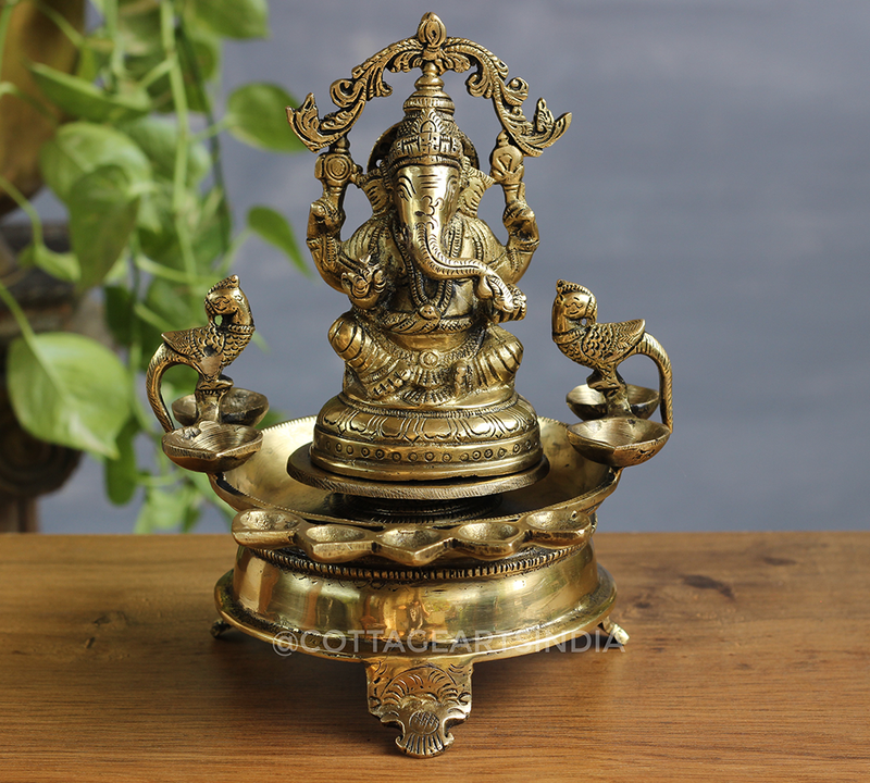 Brass Ganesha Deepam 10" Ganesh Deepak
