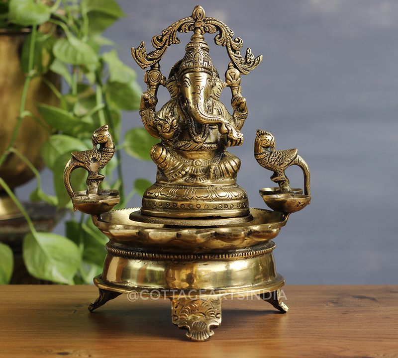 Brass Ganesha Deepam 10" Ganesh Deepak