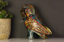 Wooden Owl  Embossed Painted